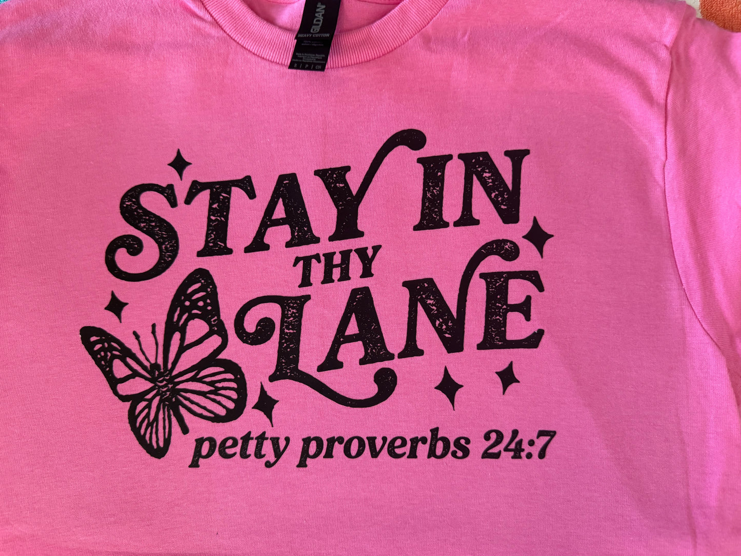 Stay In Thy Lane Petty Proverbs 24:7 Pink T Shirt