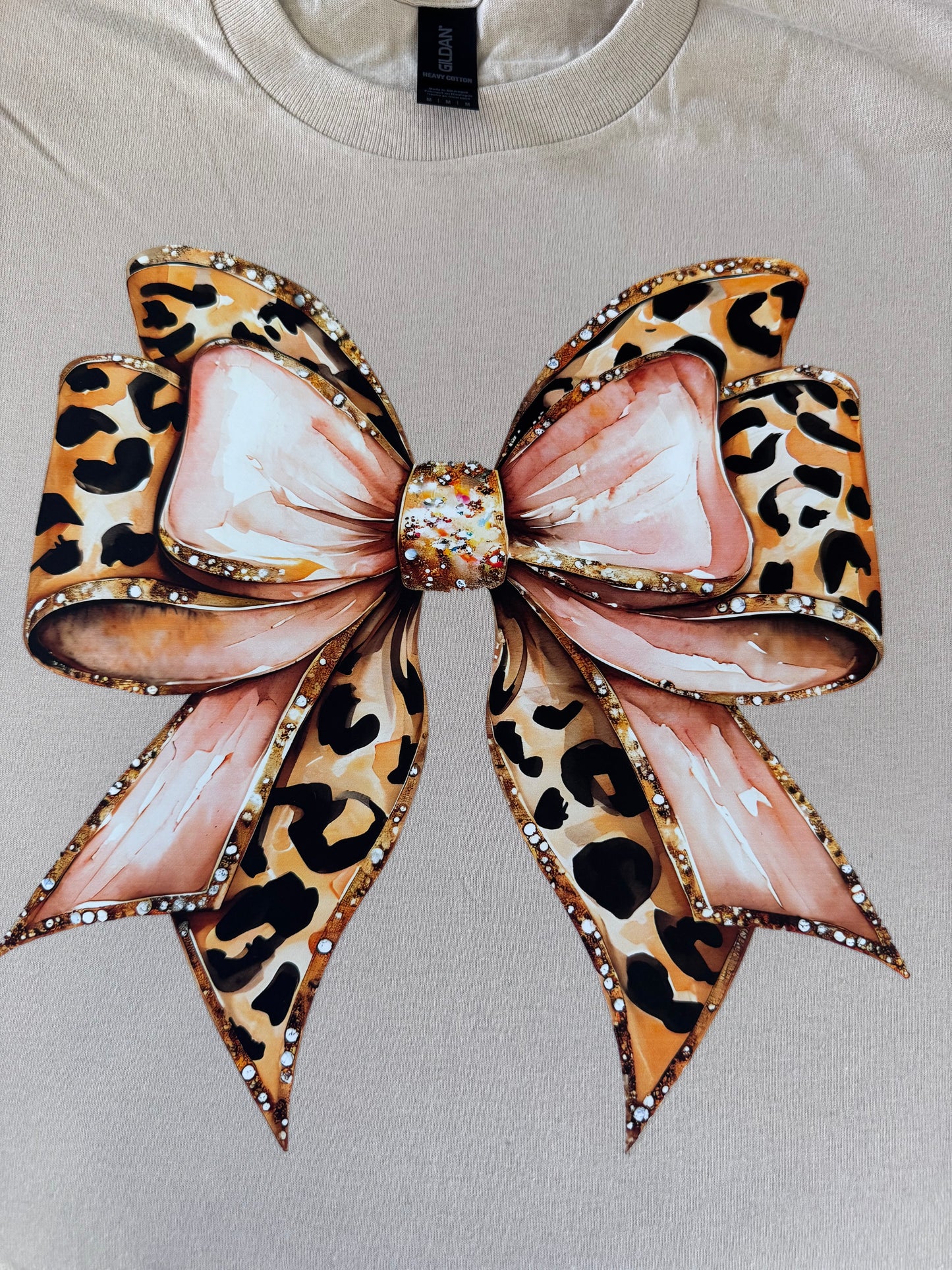 Cheetah Print Bow Tan Tshirt
