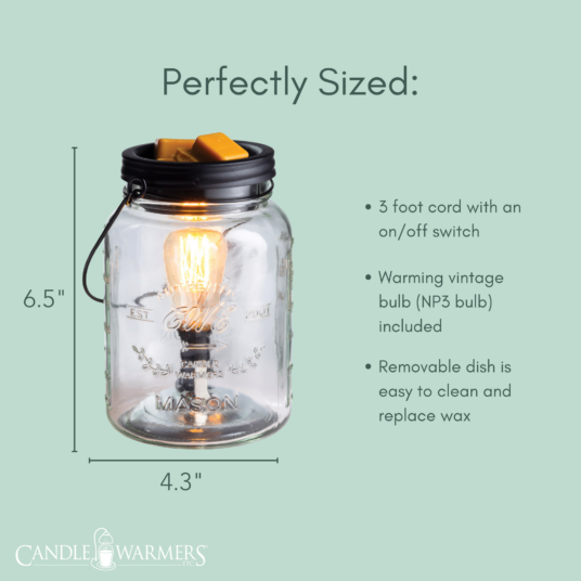 Glass Mason Jar Vintage Bulb Illumination Wax Melt Warmer