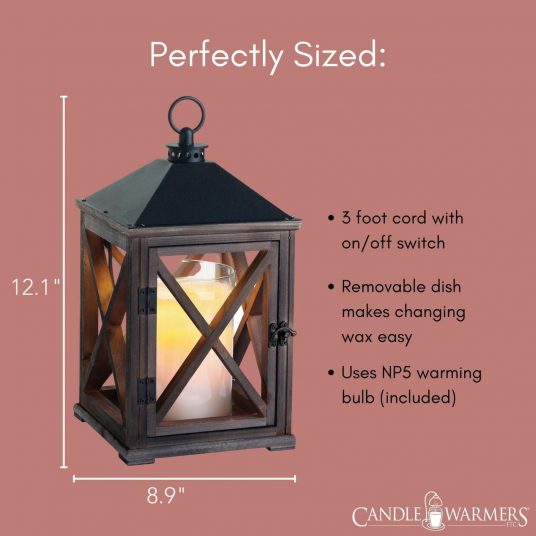 Weathered Espresso Wooden Lantern Candle Warmer