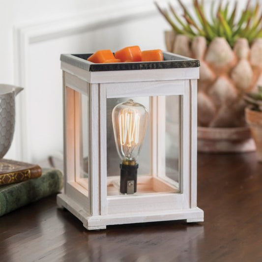 White Weathered Wooden Vintage Bulb Wax Melt Warmer