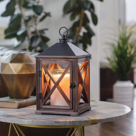 Weathered Espresso Wooden Lantern Candle Warmer