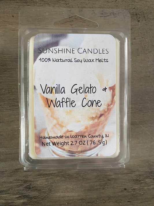 Vanilla Gelato & Waffle Cone Shimmering Wax Melts - Sunshine Candles & More