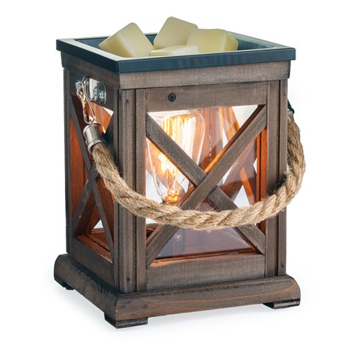 Walnut & Rope Wax Melt Warmer with Vintage Bulb - Sunshine Candles & More
